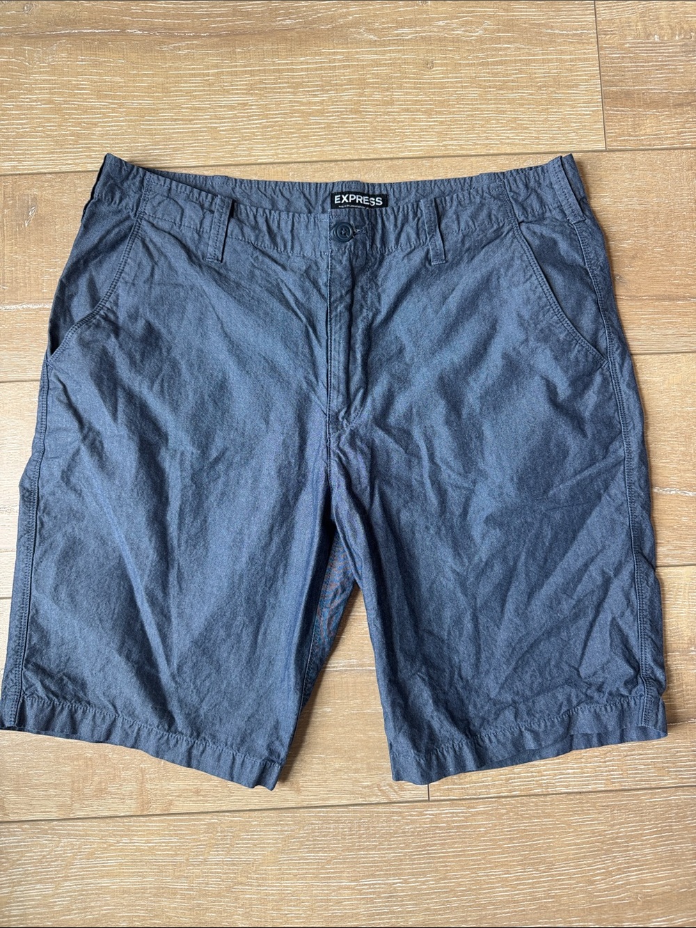 Express Men's Dark Charcoal Flat Front Shorts